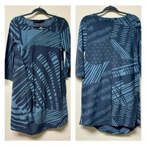 PORTO San Francisco Navy Blue/Light Blue 3/4 Sleeve Travel Dress, Sz 1 (S)